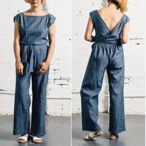 OZMA Matador Jumpsuit in Chambray size Small Pristine condition
